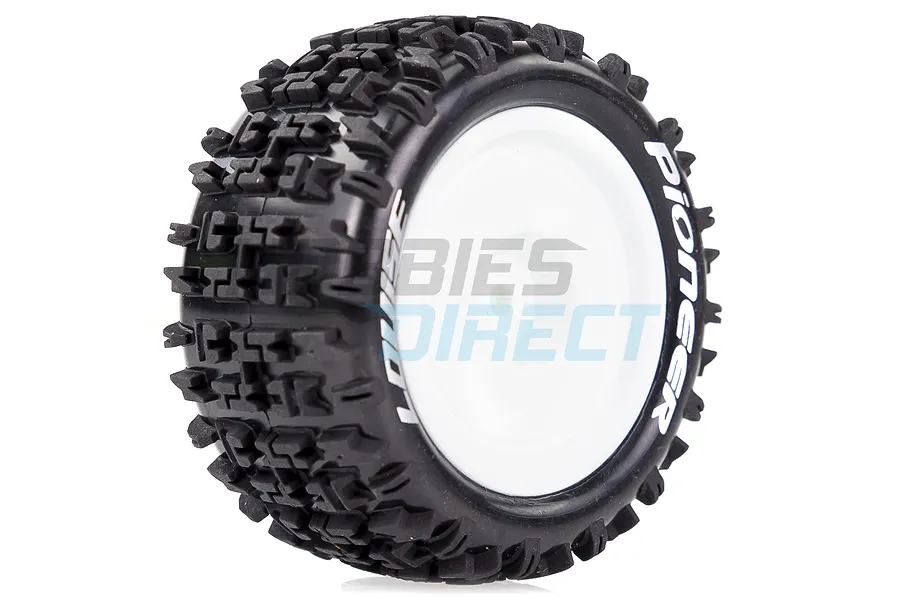 Louise 2.2&amp;quot; Rear E-Pioneer Tyres on White Dish Rims - Glued Buggy Wheels w/ Foam 2Pcs image 33365