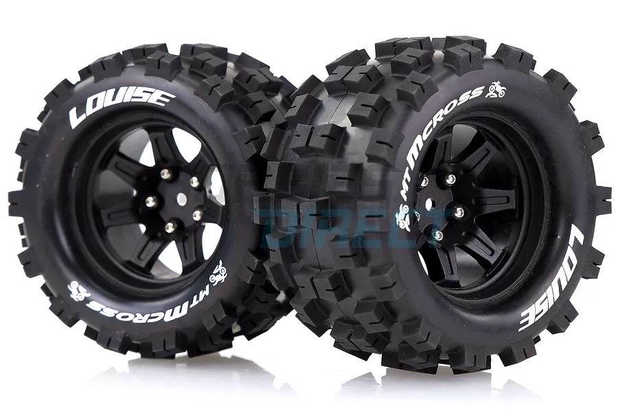 Louise 2.8&amp;quot; MT-Mcross Tyres on Black Spoke Rims - Glued Truck Wheels w/ Foam 2Pcs image 33367
