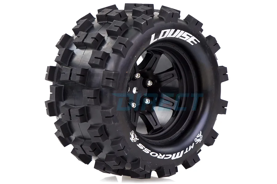 Louise 2.8&amp;quot; MT-Mcross Tyres on Black Spoke Rims - Glued Truck Wheels w/ Foam 2Pcs image 33368