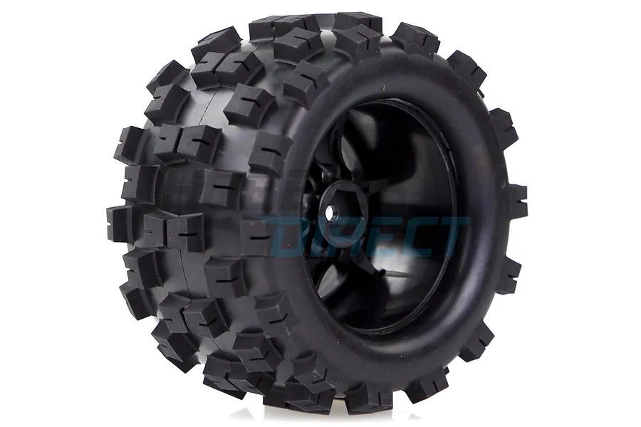 Louise 2.8&amp;quot; MT-Mcross Tyres on Black Spoke Rims - Glued Truck Wheels w/ Foam 2Pcs image 33369