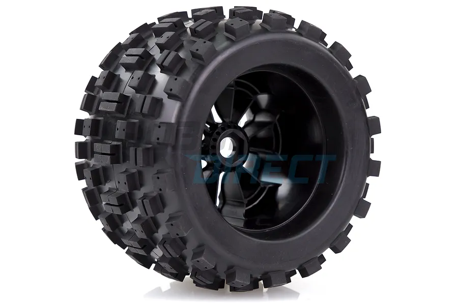 Louise 3.8&amp;quot; MT-Rock Tyres on (1/2 Offset) Black Rims - Glued Wheels 2Pcs image 33372