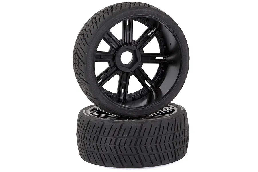 Louise 3.3&amp;quot; GT-Tarmac MFT (Soft) Tyres on Black Chrome 8 Spoke Rims - Glued Wheels 2Pcs image 33379