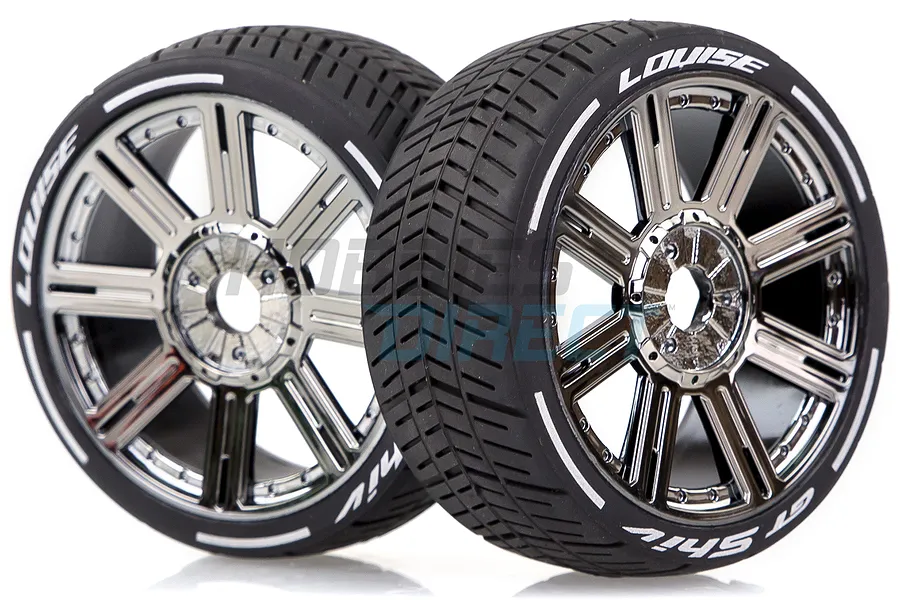 Louise 3.3&amp;quot; GT-Shiv MFT (Soft) Tyres on Black Chrome 8 Spoke Rims - Glued Wheels 2Pcs image 33380