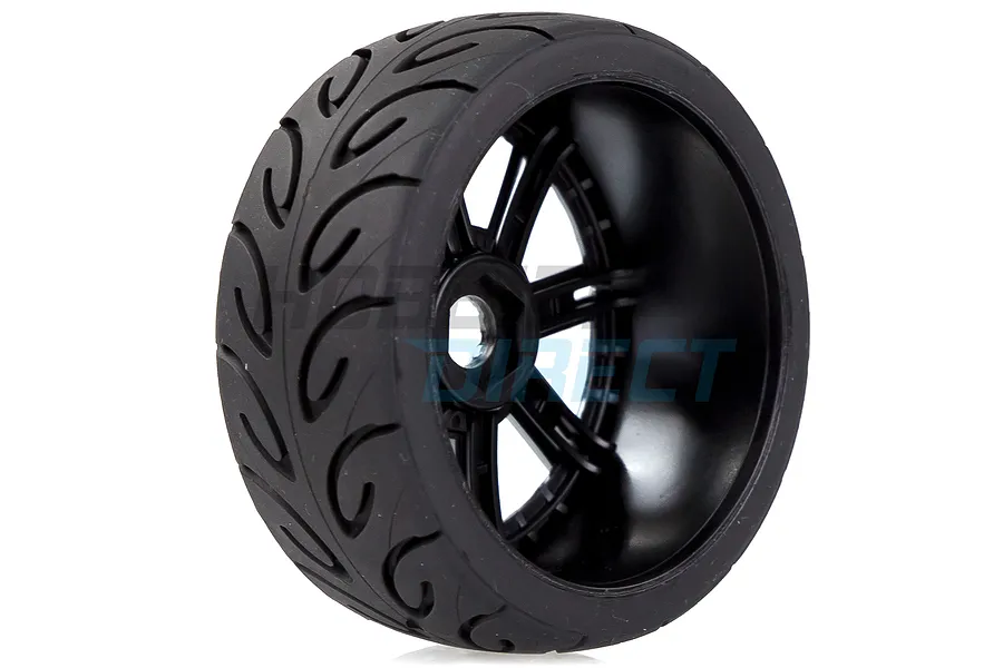Louise 3.3&amp;quot; GT-Tarmac MFT (Super Soft) Tyres on Black Chrome 8 Spoke Rims - Glued Wheels 2Pcs image 33385