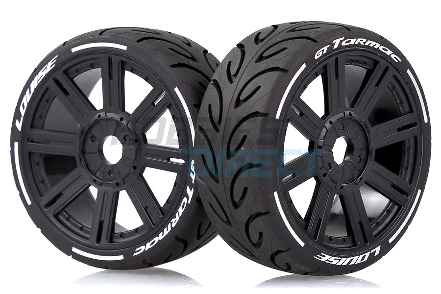 Louise 3.3&amp;quot; GT-Tarmac MFT (Super Soft) Tyres on Black 8 Spoke Rims - Glued Wheels 2Pcs image 33392