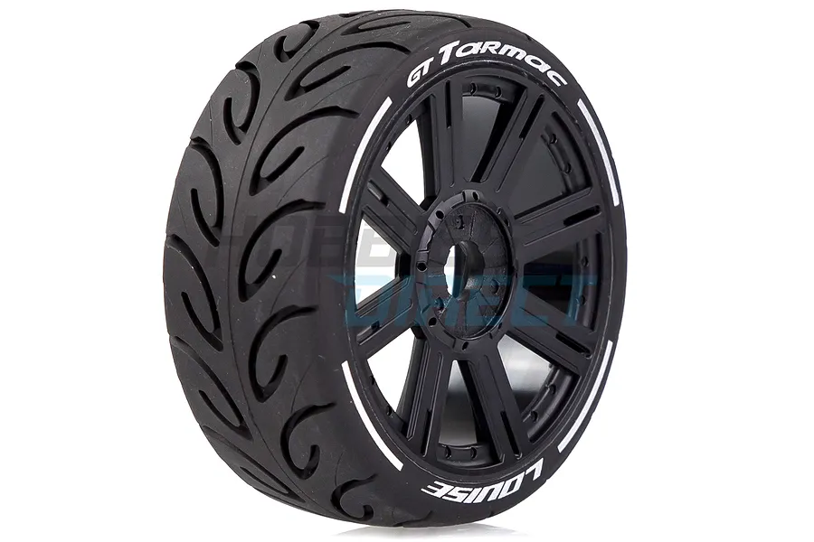 Louise 3.3&amp;quot; GT-Tarmac MFT (Super Soft) Tyres on Black 8 Spoke Rims - Glued Wheels 2Pcs image 33393