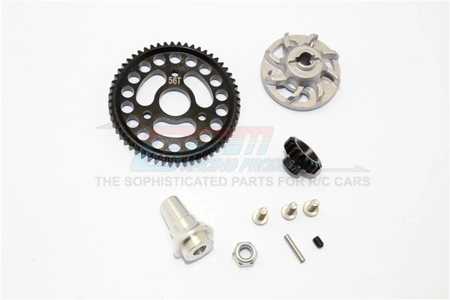 GPM Hardened Steel 56T 32dp/0.8Mod Spur Gear &amp;amp; 17T Pinion w/ Grey Aluminium Slipper Adapter image 33441