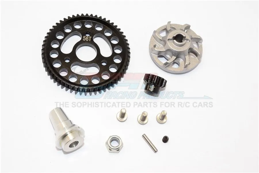 GPM Hardened Steel 56T 32dp/0.8Mod Spur Gear &amp;amp; 13T Pinion w/ Grey Aluminium Slipper Adapter image 33445