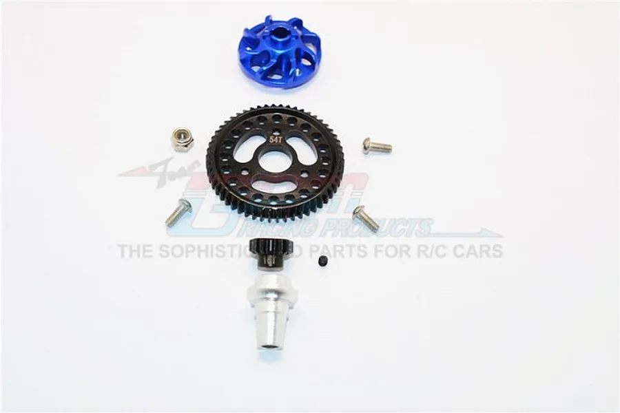 GPM Hardened Steel 56T 32dp/0.8Mod Spur Gear &amp;amp; 14T Pinion w/ Blue Aluminium Slipper Adapter image 33530