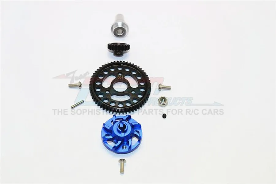 GPM Hardened Steel 54T 32dp/0.8Mod Spur Gear &amp;amp; 18T Pinion w/ Blue Aluminium Slipper Adapter image 33537