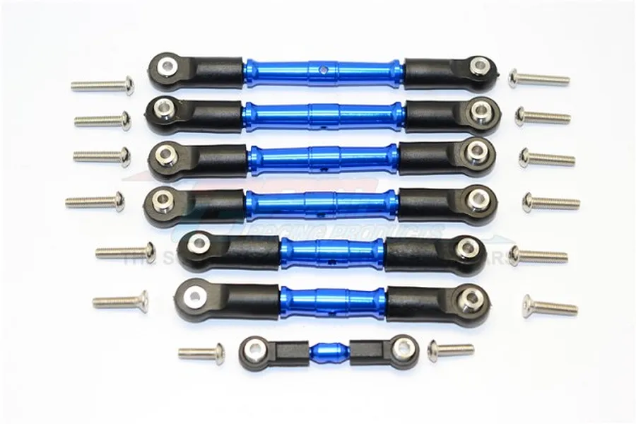 GPM Blue Aluminium Traxxas Slash 4x4 Complete Turnbuckle Set 7Pcs w/ Hardware image 33545