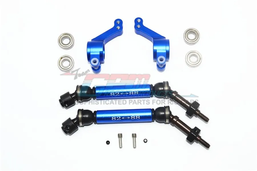GPM Blue Aluminium Traxxas Slash 4x4 Rear Hubs &amp;amp; Universal Drive Shafts w/ Oversized 6x13x5 Bearings image 33551