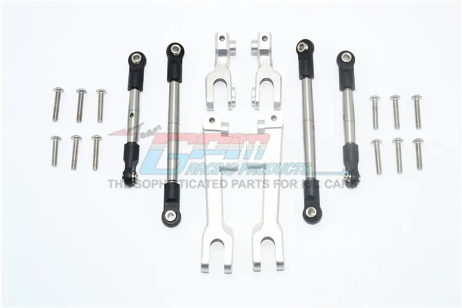 GPM UDR Silver Aluminium Front &amp;amp; Rear Left &amp;amp; Right Complete Sway Bar Arms w/ Stainless Steel Turnbuckles image 33564