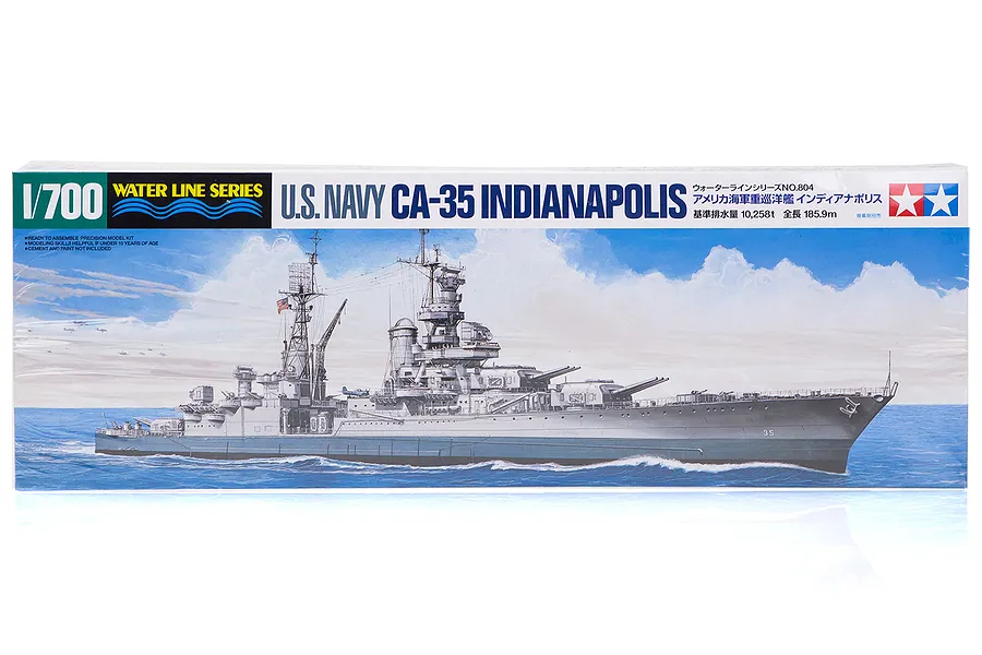 Tamiya 1/700 U.S. Navy CA-35 Indianapolis Heavy Cruiser Plastic Model Kit image 33754