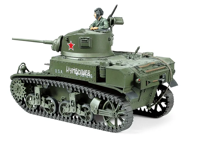 Tamiya 1/35 U.S. M3 Stuart Late Production Tank Scaled Plastic Model Kit image 33771