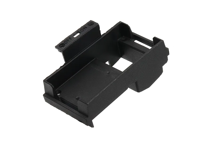 A black plastic battery case for the Xinlehong Sprint 9125 RC car, featuring an integrated power switch mount with ON and OFF markings.