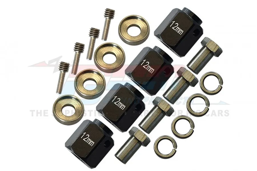 GPM Black Aluminium TRX-4 12mm Hexes (12mm Thick) 4Pcs w/ Hardware image 34088