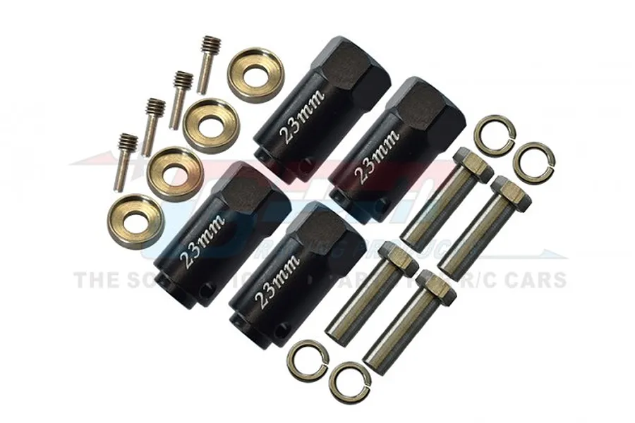 GPM Black Aluminium TRX-4 12mm Hex Adaptors (+23mm) 4Pcs w/ Hardware image 34089