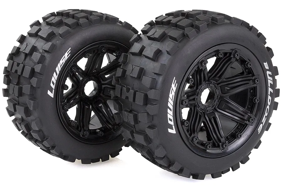 Louise 4.7/5.5&amp;quot; Baja 5B Rear B-ulldoze Tyres on Black Spoke Rims - Beadlocked Wheels 2Pcs image 34095