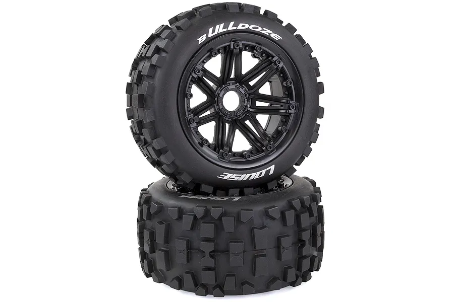 Louise 4.7/5.5&amp;quot; Baja 5B Rear B-ulldoze Tyres on Black Spoke Rims - Beadlocked Wheels 2Pcs image 34096
