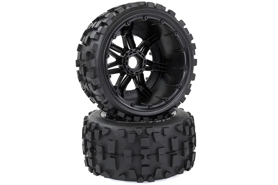 Louise 4.7/5.5&amp;quot; Baja 5B Rear B-ulldoze Tyres on Black Spoke Rims - Beadlocked Wheels 2Pcs image 34097