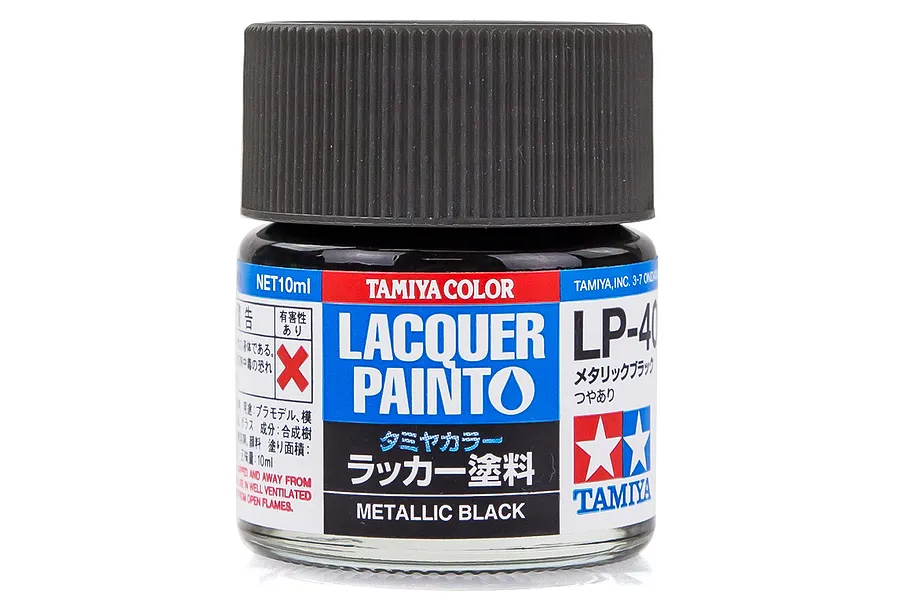 Tamiya LP-40 Metallic Black Lacquer Paint 10ml image 34121