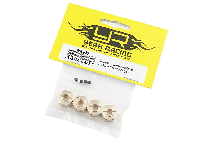 Yeah Racing High Mass Brass 12mm (9mm Off-Set) Hexes 4Pcs image 34171