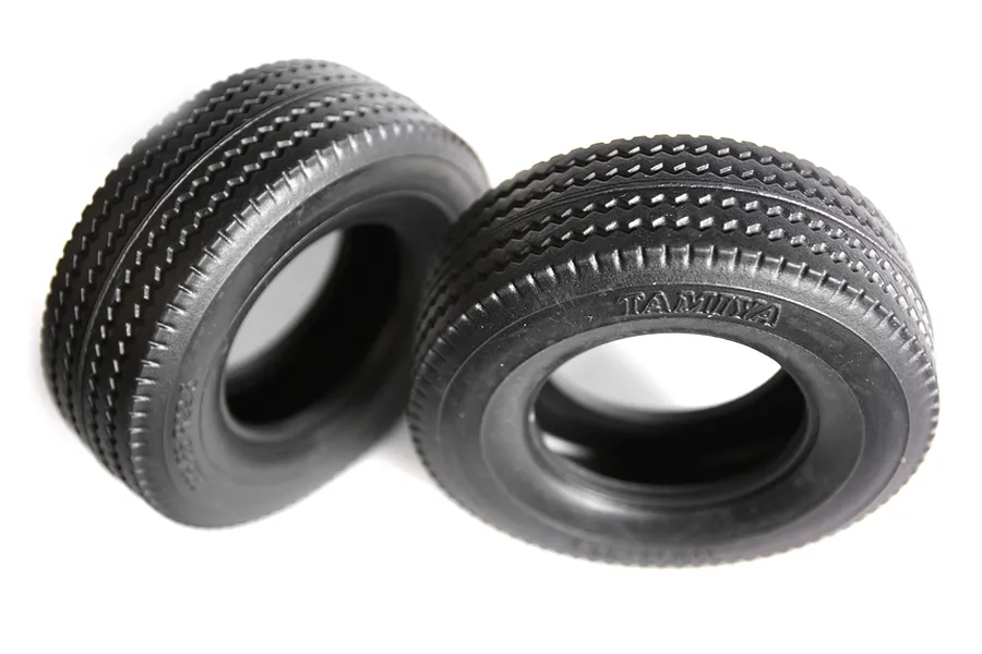 Tamiya 1/14 1.7&amp;quot; Truck Front Hard Rubber Tyres 2Pcs image 34219