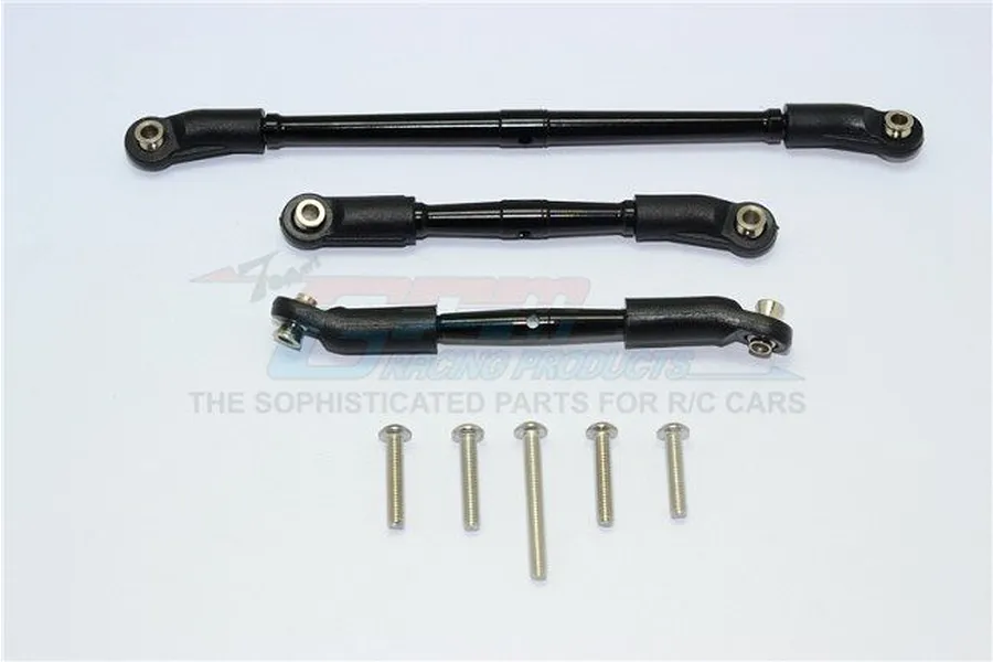 GPM Black Aluminium TRX-4 Front Suspension Link &amp;amp; Steering Turnbuckles 3Pcs image 34319
