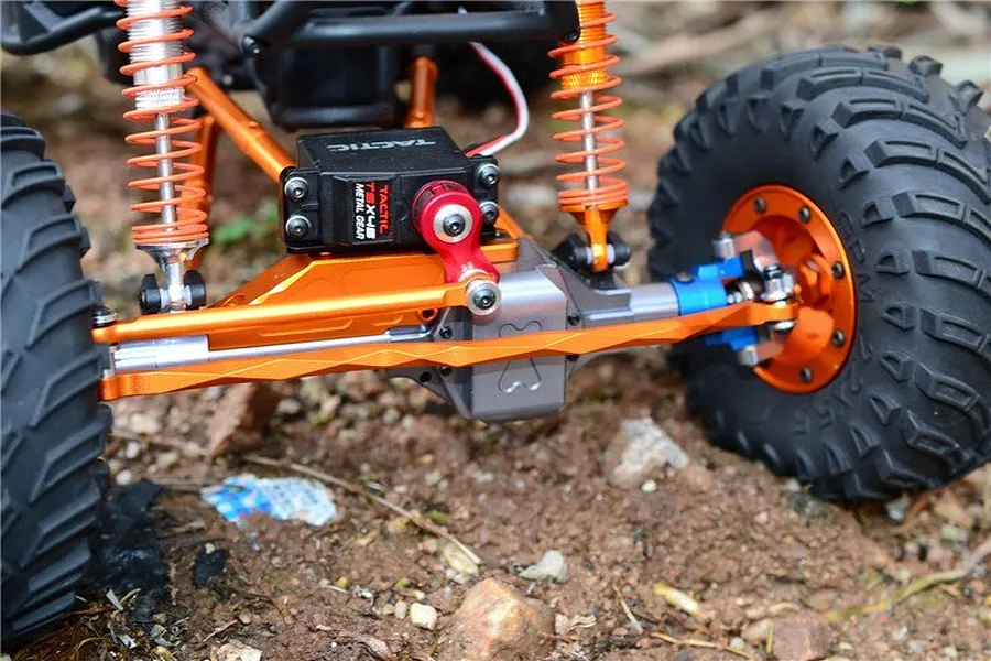 GPM Gunmetal Aluminium Axial Bomber Front Steering Linkage w/ Heavy Duty Servo Saver image 2