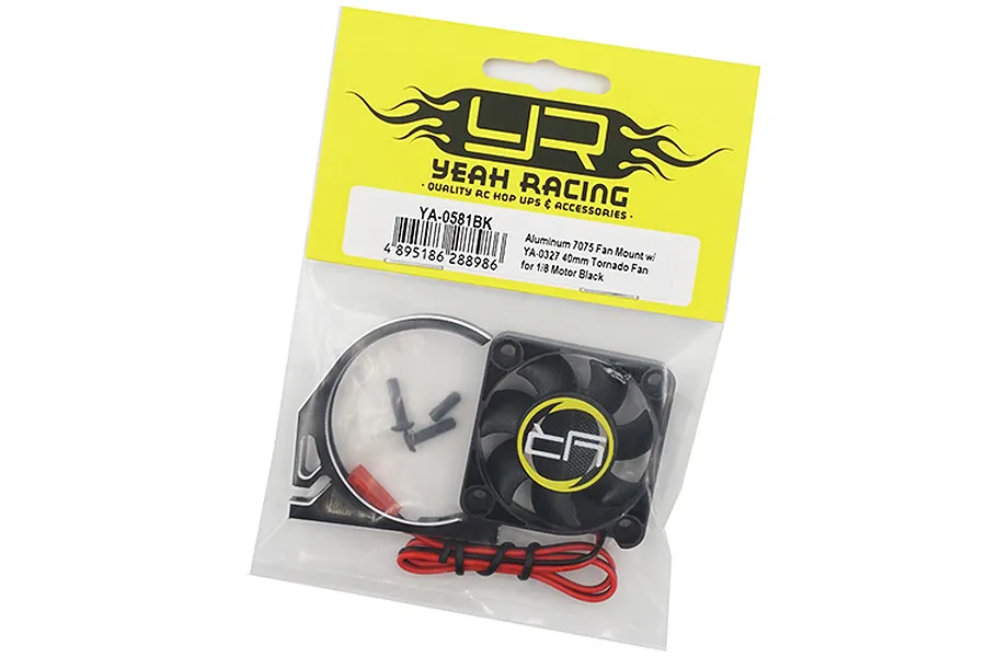 Yeah Racing Black Aluminium 1/8 Fan Mount Clamp w/ 40mm Cooling Fans image 34435