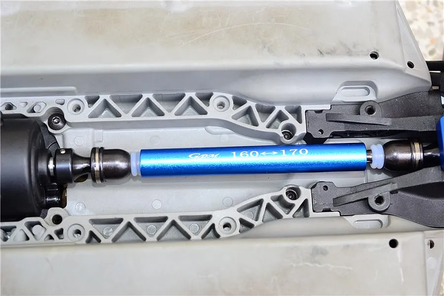 GPM Blue Aluminium Traxxas E-Revo VXL 2.0 Front &amp;amp; Rear Centre Drive Shafts 2Pcs image 34639