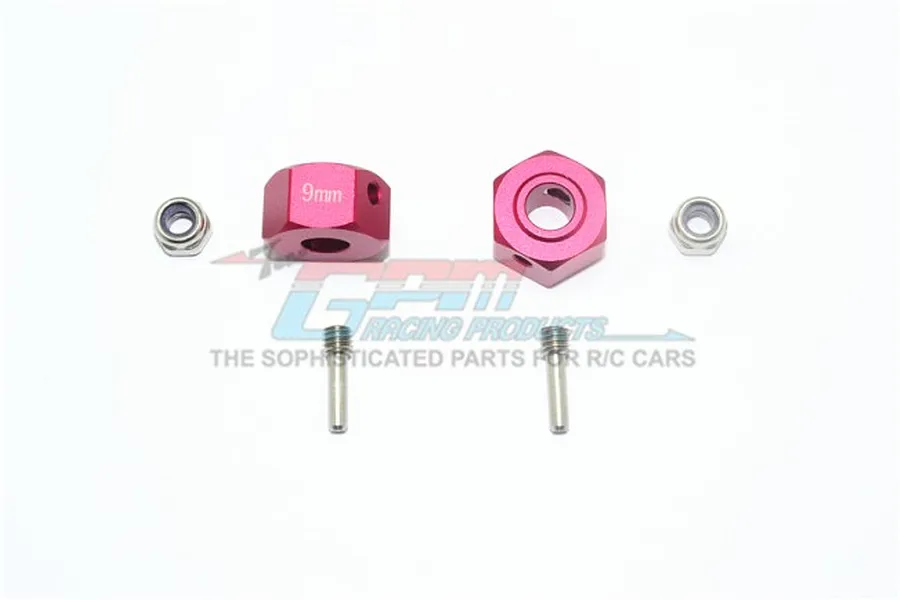 GPM Red Aluminium 14mm Hex Adapters (9mm Thick) 2Pcs image 34850