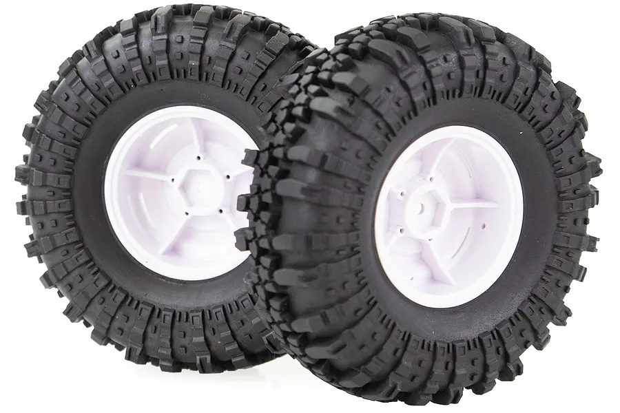 HSP 1.9&amp;quot; RC4 Soft Off Road Tyres on White Rims - Wheels 2Pcs image 35109
