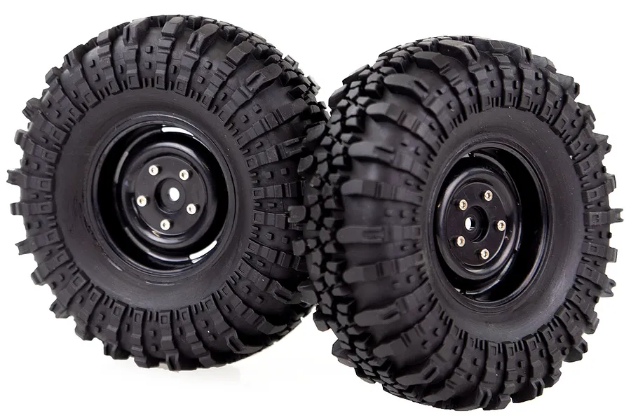 HSP 1.9&amp;quot; RC4 Soft Off Road Tyres on Black Rims - Wheels 2Pcs image 35110
