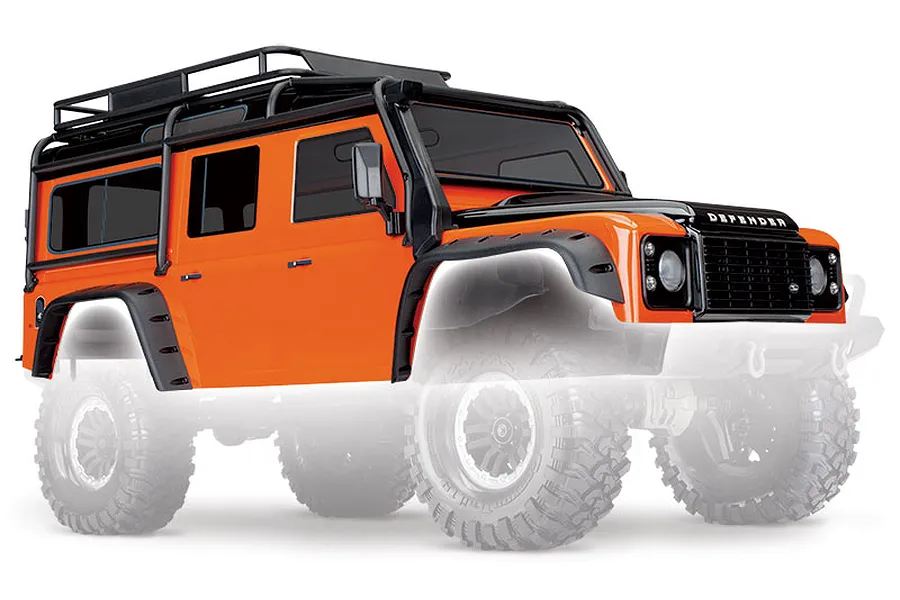 Traxxas TRX-4 Land Rover Defender Painted Orange Body Shell w/ Decal Sheet image 35128