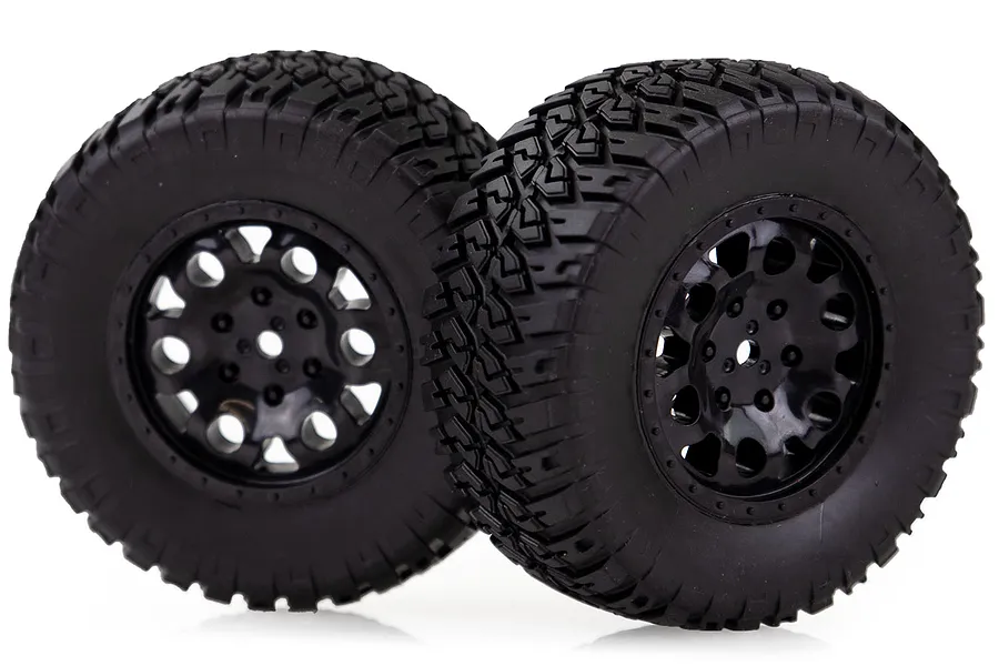 HSP 2.2/3.0&amp;quot; Off Road Tyres on Black Spoke Rims - Glued Short Course Wheels w/ Foam 2Pcs image 35155
