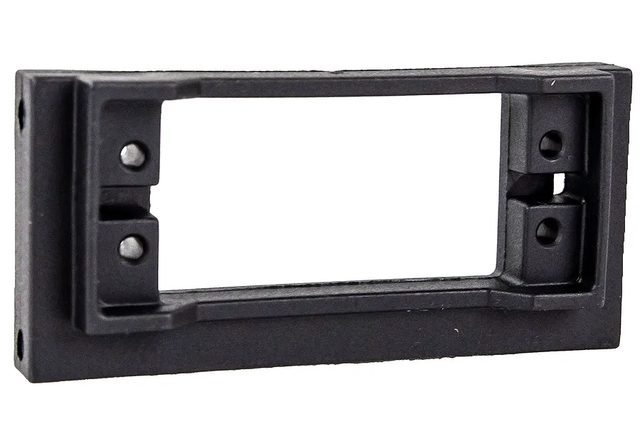 A black plastic HSP servo mount plate for RC vehicles, shown against a white background.