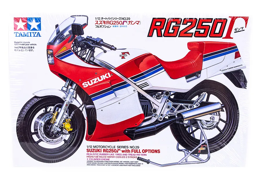 Tamiya 1/12 Suzuki RG250 Gamma with Full Options Motorcycle Scaled Plastic Model Kit image 35486