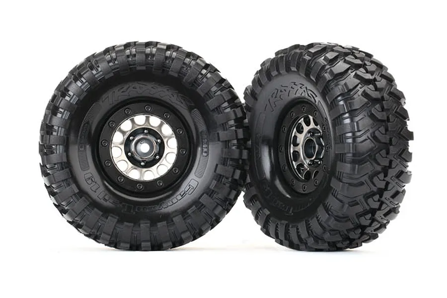 Traxxas 1.9&amp;quot; Method Black Chrome Rims With Canyon Trail Tyres 2Pcs image 35524