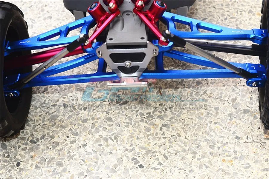 GPM Blue Aluminium E-Revo VXL 2.0 Front Upper &amp;amp; Lower Suspension Arm Set w/ Hardware image 35565