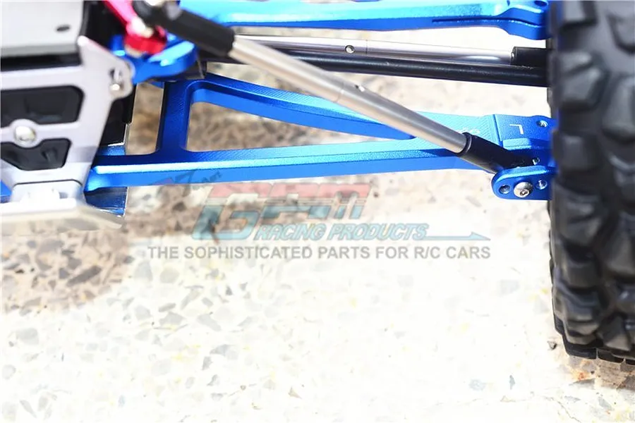 GPM Blue Aluminium E-Revo VXL 2.0 Front Upper &amp;amp; Lower Suspension Arm Set w/ Hardware image 35566