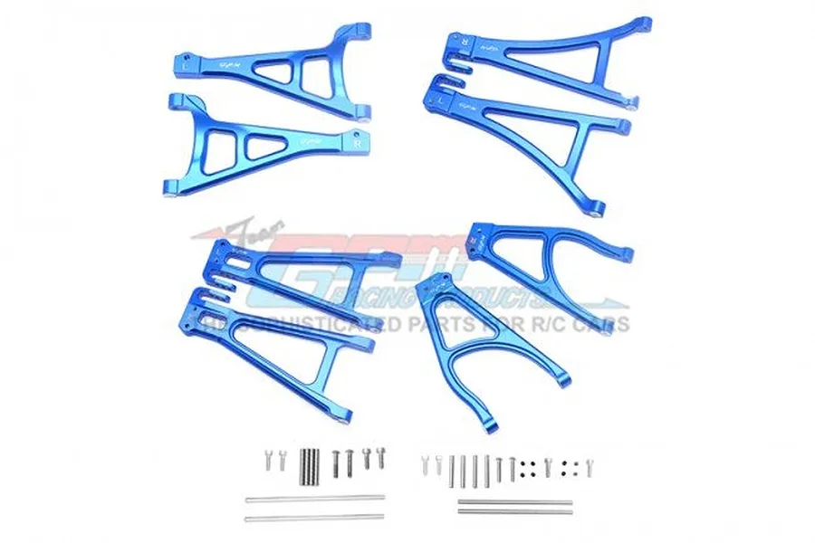 GPM Blue Aluminium Complete Front, Rear, Upper &amp;amp; Lower Suspension Arm Set w/ Hardware image 35567