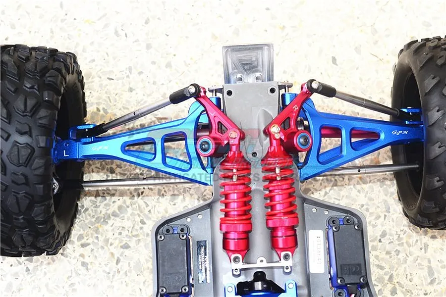 GPM Blue Aluminium Complete Front, Rear, Upper &amp;amp; Lower Suspension Arm Set w/ Hardware image 35568