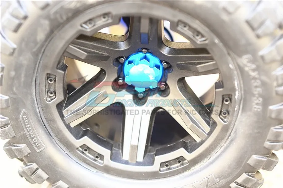 GPM Blue Aluminium E-Revo VXL 2.0 17mm Clawed Wheel Hexes Adapters 2Pcs w/ Grub Screw &amp;amp; Wheel Nuts image 35585
