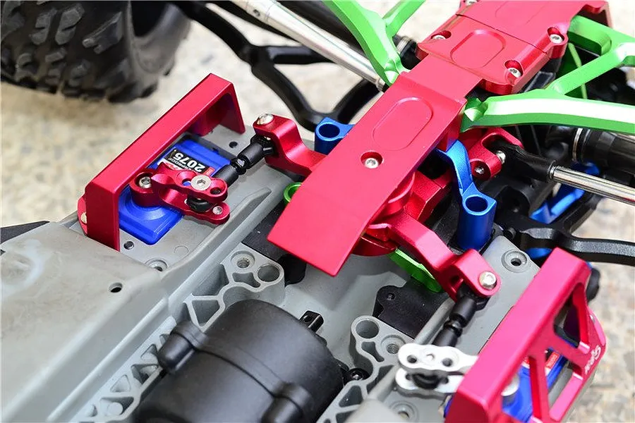 GPM Blue Aluminium E-Revo VXL 2.0 Steering Arm w/ Servo Saver image 2