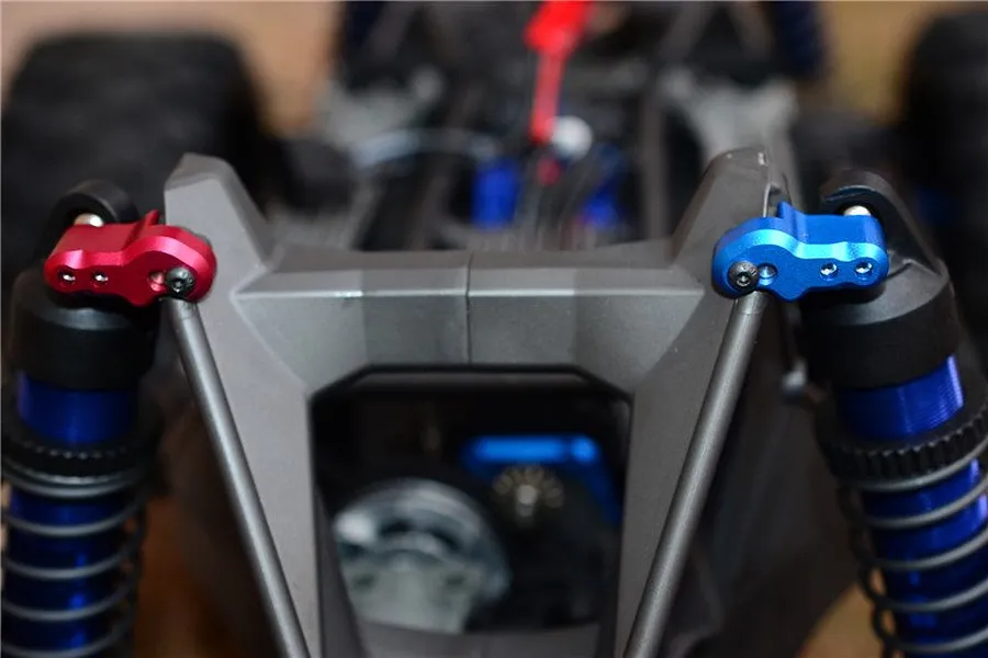 GPM Blue Aluminium X-Maxx Rear Adjustable Shock Mount Set w/ Hardware image 2