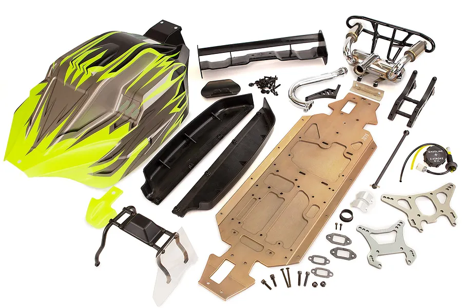 Rovan 5IVE-T to V5 Sports Conversion Kit w/ Painted Green/Black Body Shell image 35749