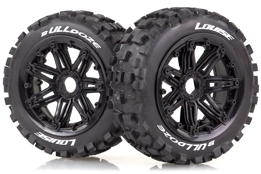 Louise 4.7/5.5&amp;quot; Baja 5B Front B-ulldoze Tyres on Black Spoke Rims - Beadlocked Wheels 2Pcs image 35763