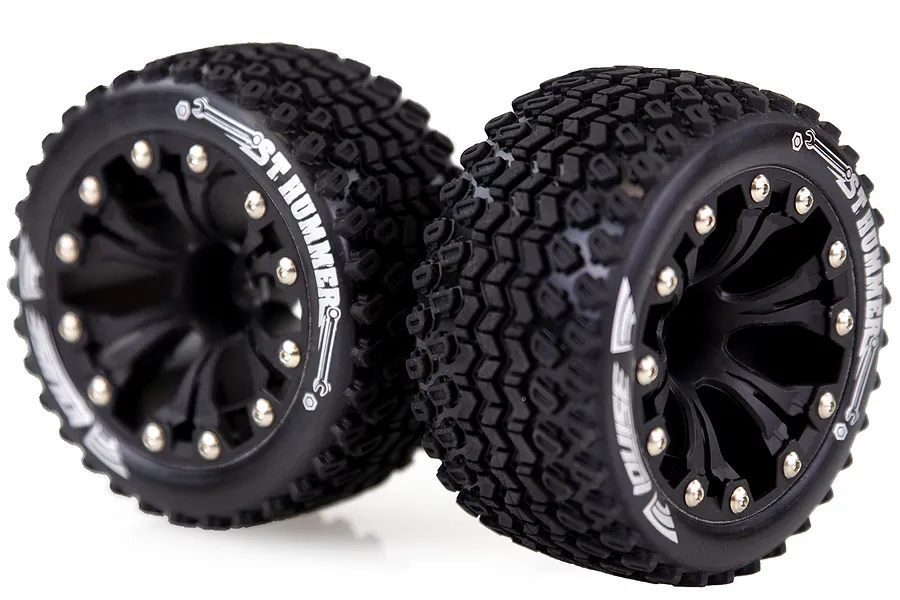 Louise 2.8&amp;quot; ST-Hummer Tyres on (1/2 Offset) Black Rims - Glued Wheels 2Pcs image 35921